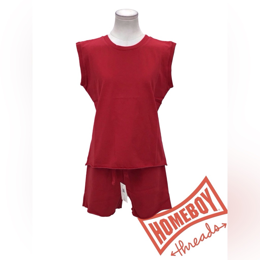 Frank & Eileen Red Sleeveless Top and Shorts Set size S